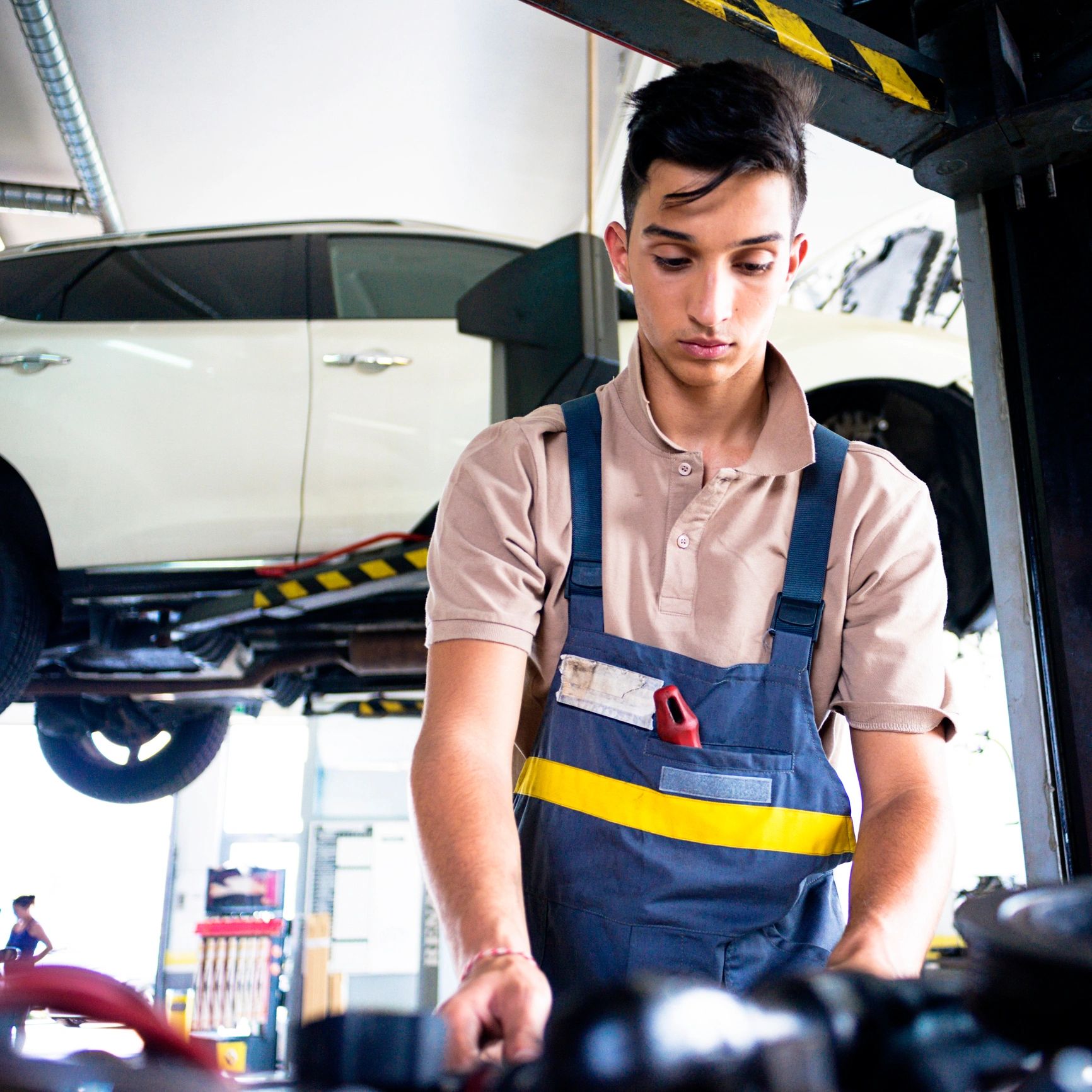 Customer portrait at an auto repair shop